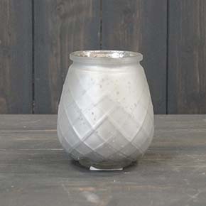 Small Frosted Silver Glass Tealight Holder detail page
